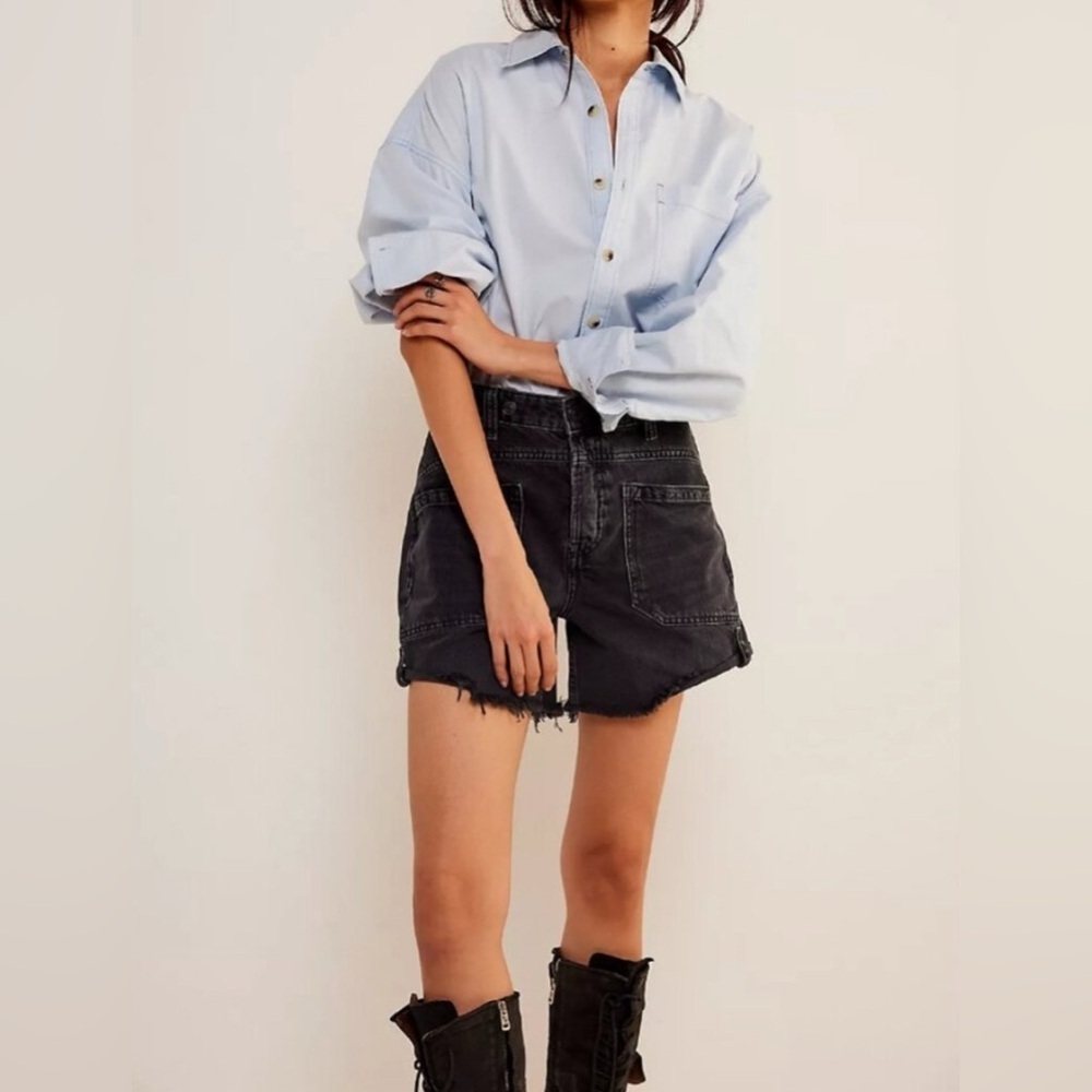 Free People Black Denim Shorts